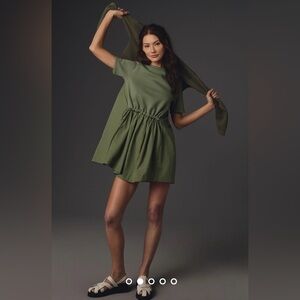 NWT Size XS - Anthropologie Sweatshirt Twofer Mini Dress in Moss